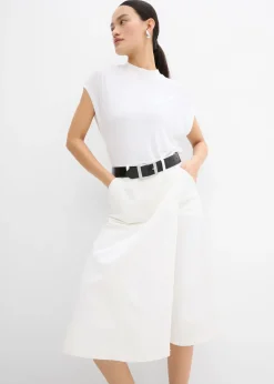bonprix bonprix Falda pantalón de mezcla de algodón elástico Blanco lana Best