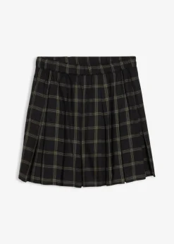 bonprix bonprix Falda pantalón de viscosa fluida negro-verde grisáceo a cuadros Clearance