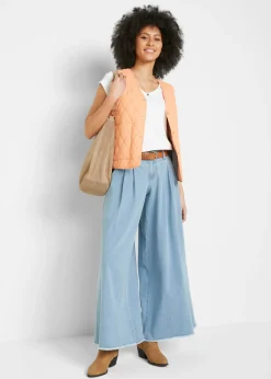 bonprix bonprix Falda pantalón, vaquera, wide-leg azul claro denim Clearance