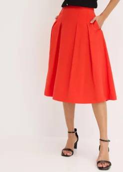 bonprix bonprix Falda plisada de mezcla de viscosa suave fresa Clearance