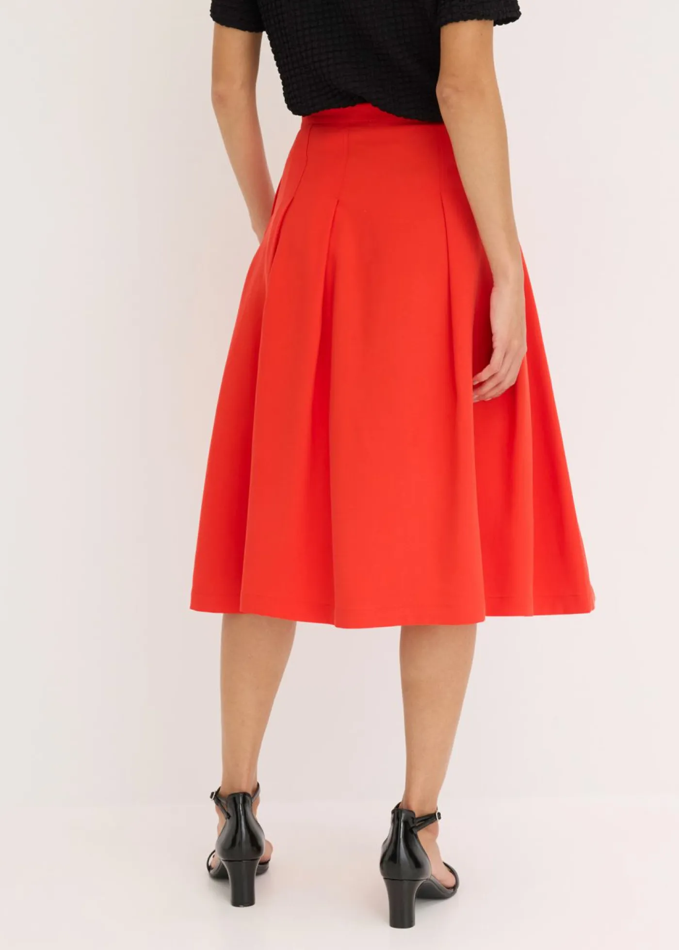 bonprix bonprix Falda plisada de mezcla de viscosa suave fresa Clearance