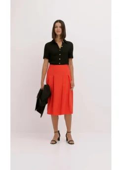 bonprix bonprix Falda plisada de mezcla de viscosa suave fresa Clearance