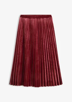 bonprix bonprix Falda plisada de terciopelo suave Rojo rubí Hot