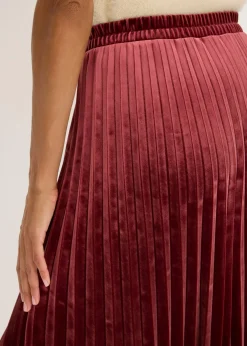 bonprix bonprix Falda plisada de terciopelo suave Rojo rubí Hot