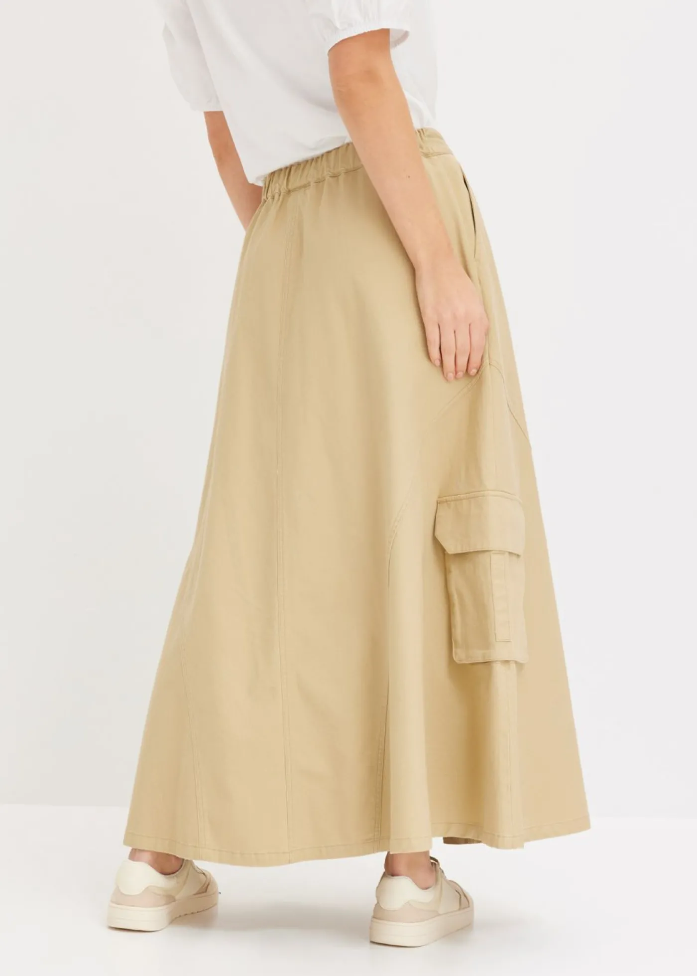 bonprix bonprix Falda tipo cargo de algodón puro Beige verdoso Discount
