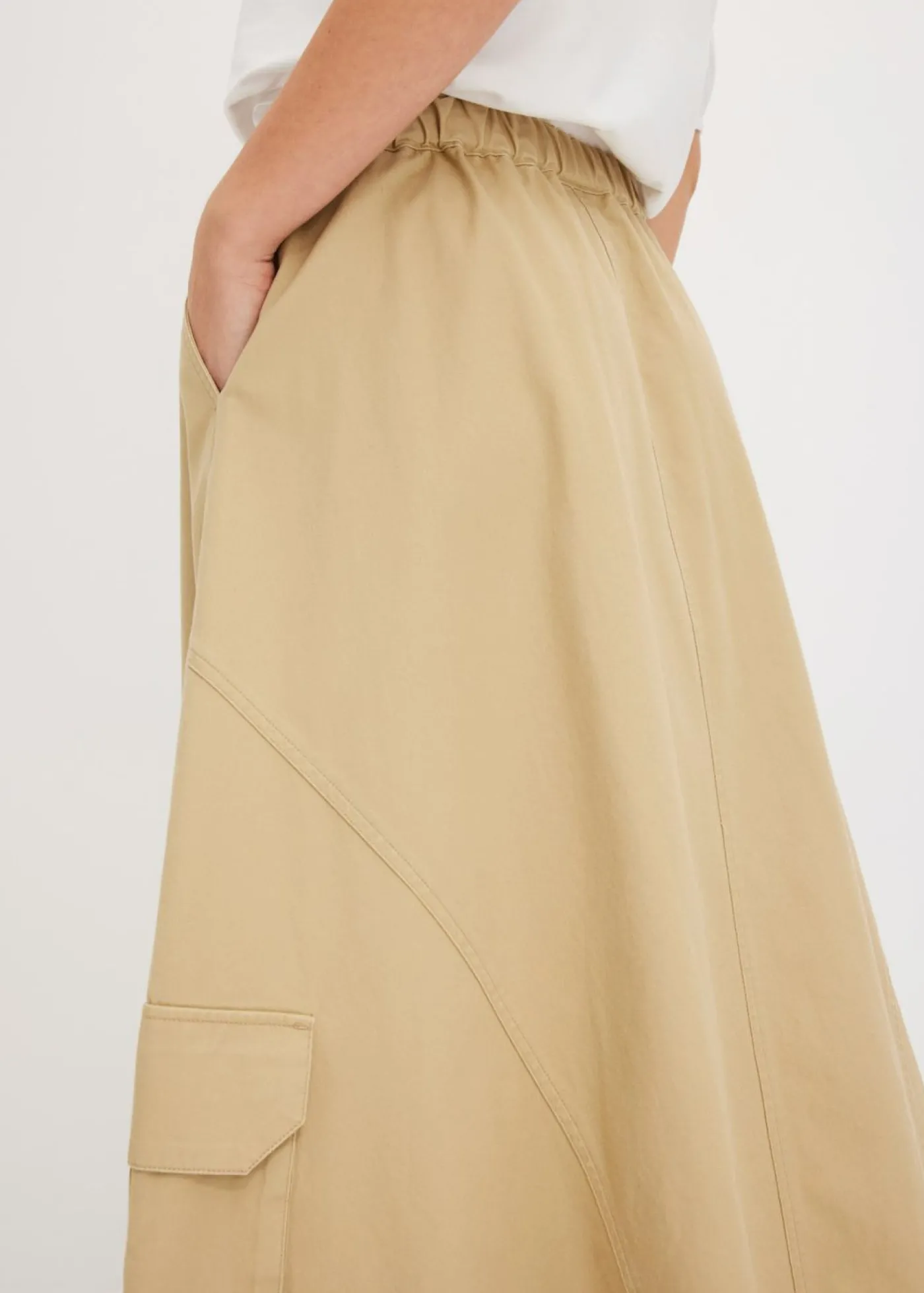 bonprix bonprix Falda tipo cargo de algodón puro Beige verdoso Discount