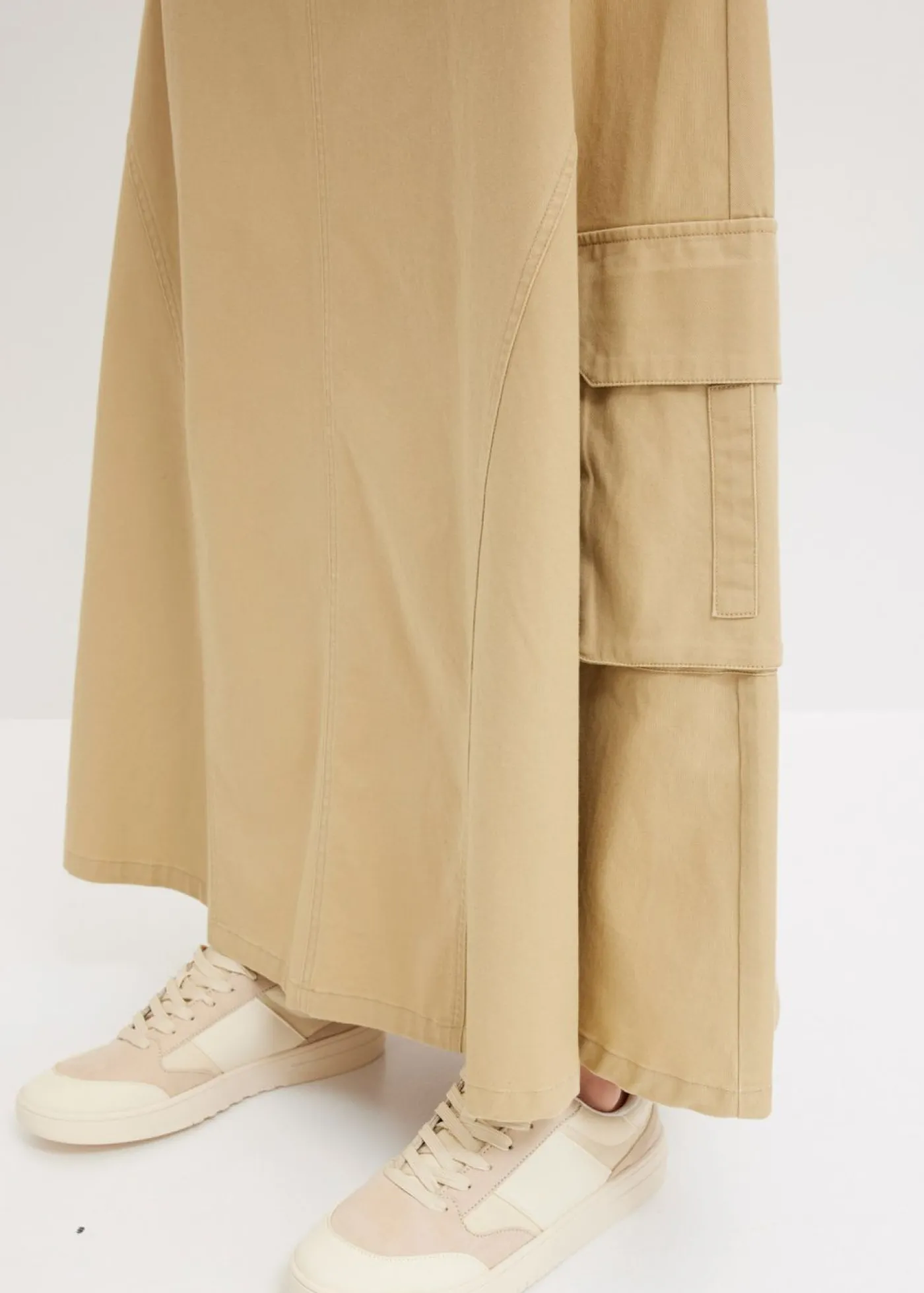 bonprix bonprix Falda tipo cargo de algodón puro Beige verdoso Discount