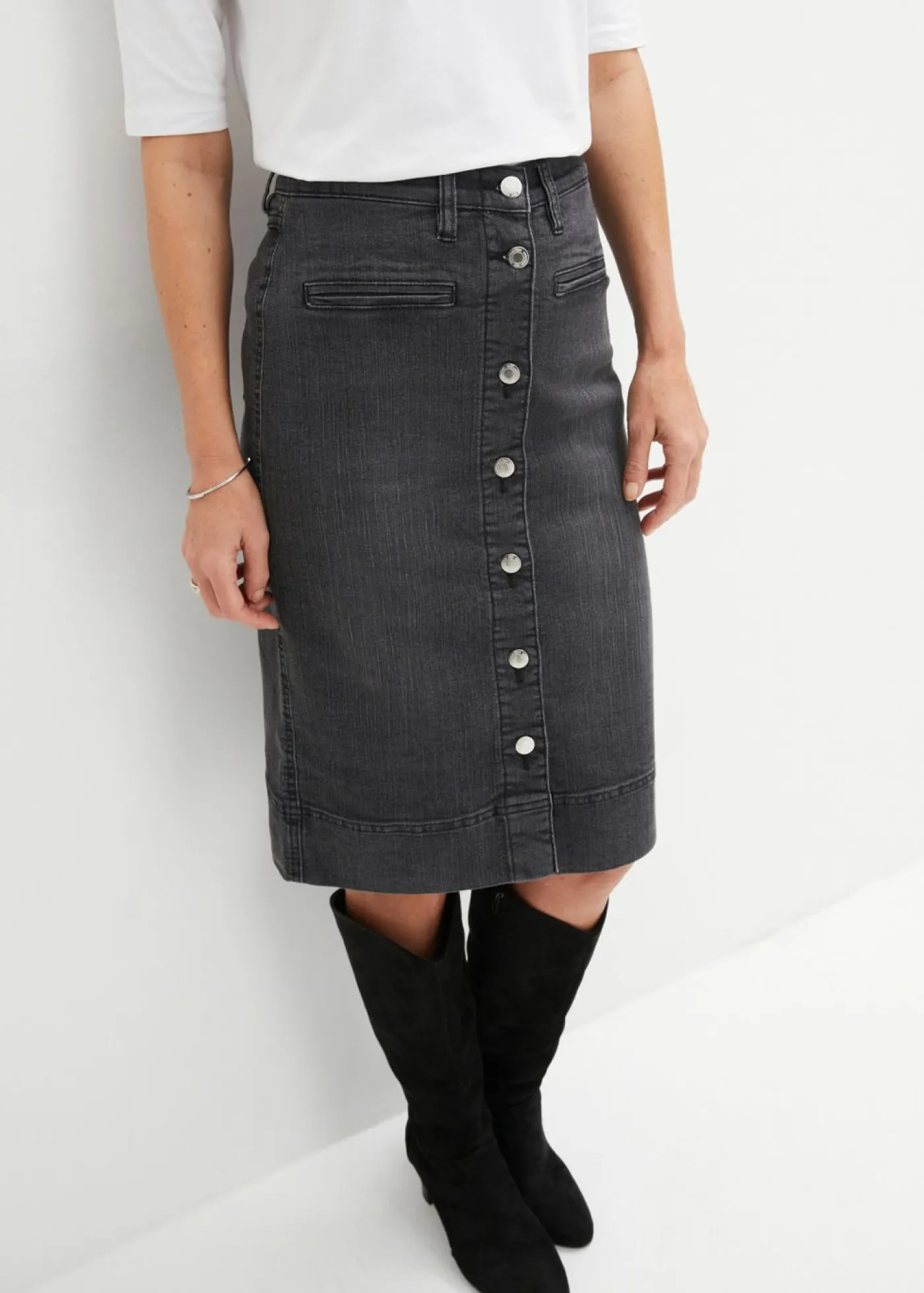bonprix bonprix Falda vaquera Negro denim Outlet