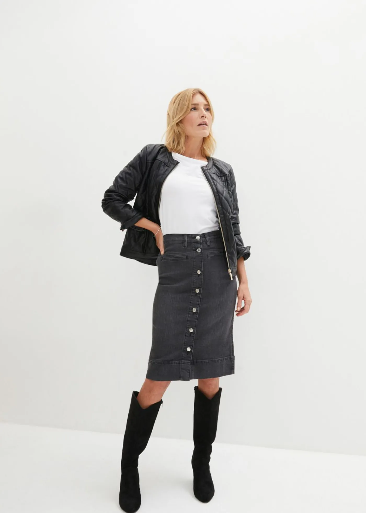 bonprix bonprix Falda vaquera Negro denim Outlet
