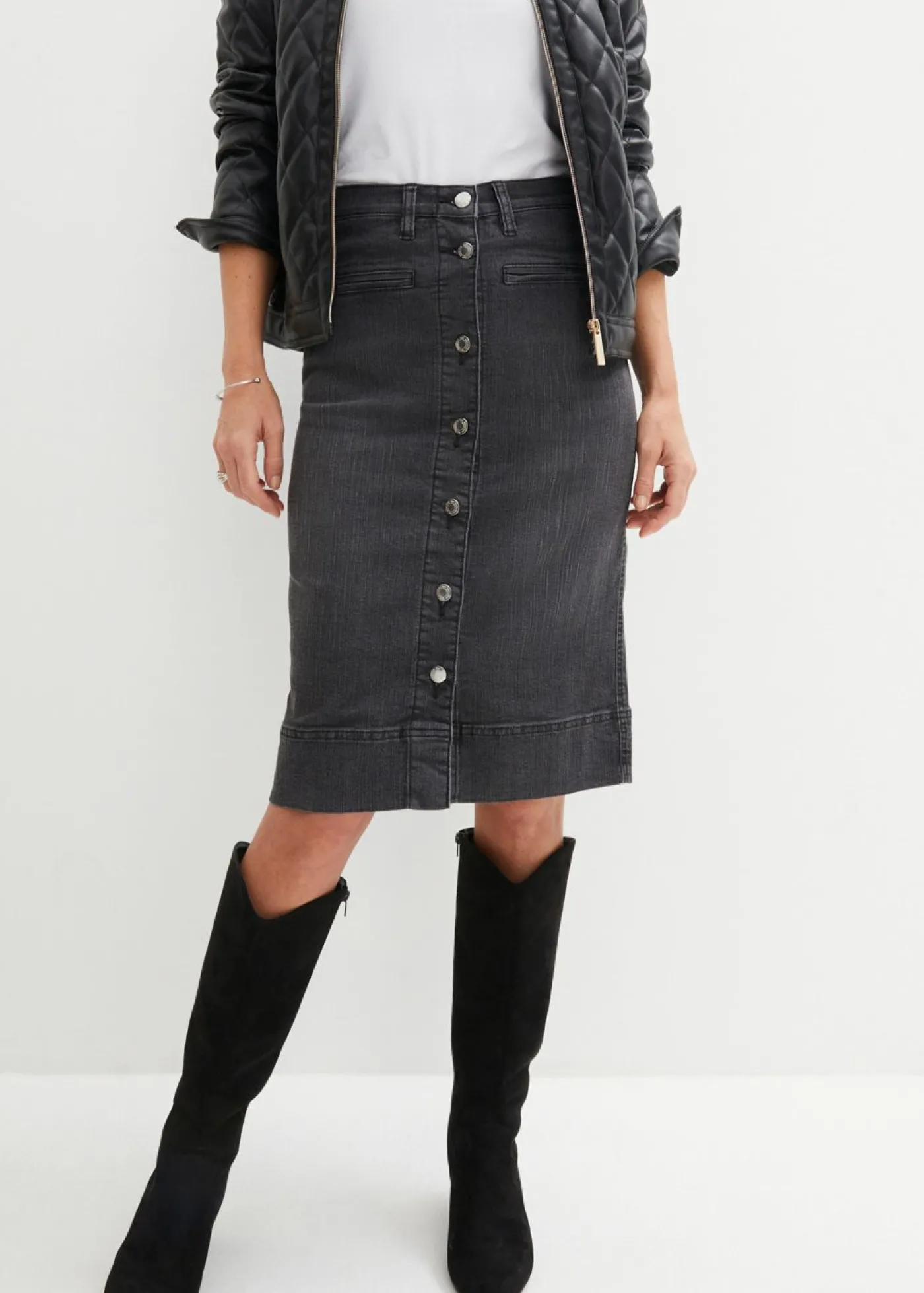 bonprix bonprix Falda vaquera Negro denim Outlet