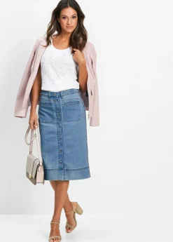 bonprix bonprix Falda vaquera azul blanqueado Sale
