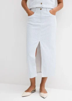 bonprix bonprix Falda vaquera blanco con rayas Sale