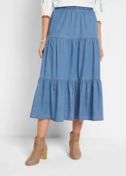 bonprix bonprix Falda vaquera a capas Denim claro desgastado New