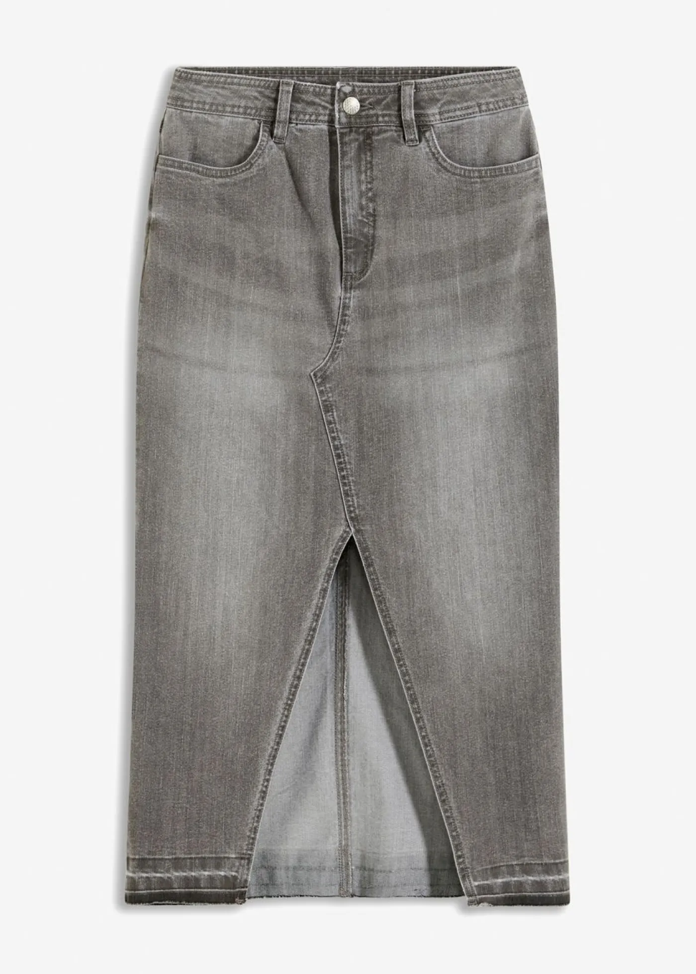 bonprix bonprix Falda vaquera con abertura denim gris claro Hot