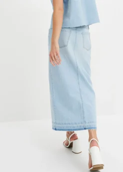 bonprix bonprix Falda vaquera con abertura Denim hielo Online