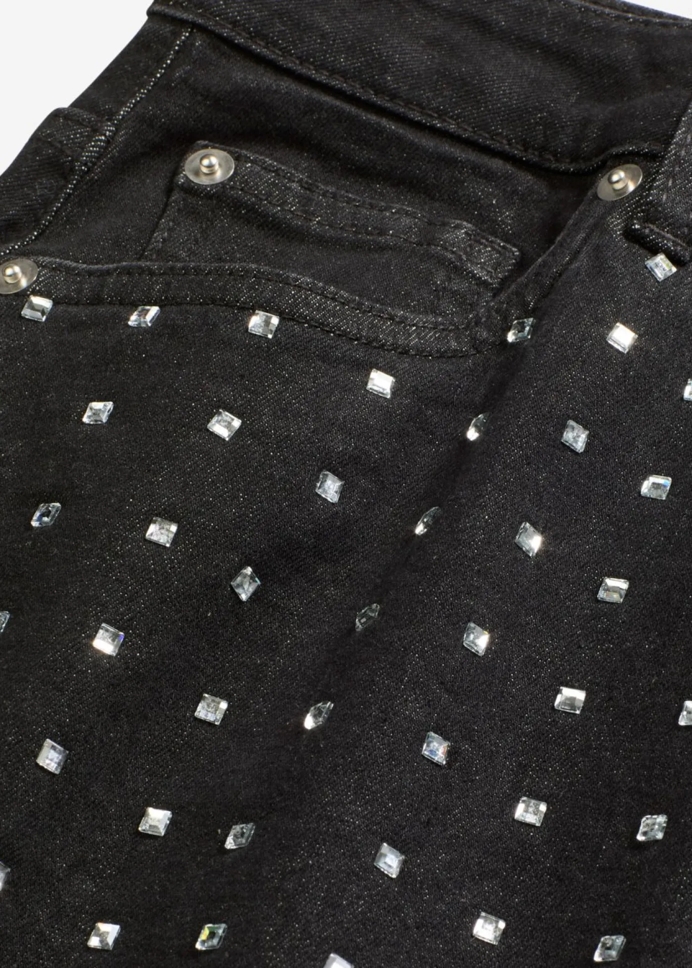 bonprix bonprix Falda vaquera con aplicación de piedras brillantes Negro denim metalizado Online
