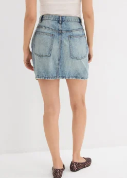 bonprix bonprix Falda vaquera con cinturilla asimétrica Azul piedra usado