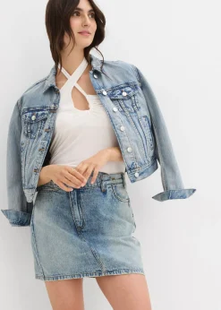 bonprix bonprix Falda vaquera con cinturilla asimétrica Azul piedra usado
