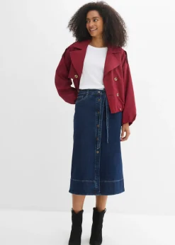 bonprix bonprix Falda vaquera con largo midi y botones azul oscuro denim usado Online