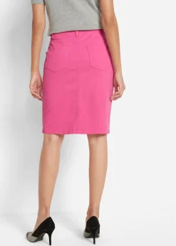 bonprix bonprix Falda vaquera elástica rosa azalea Online