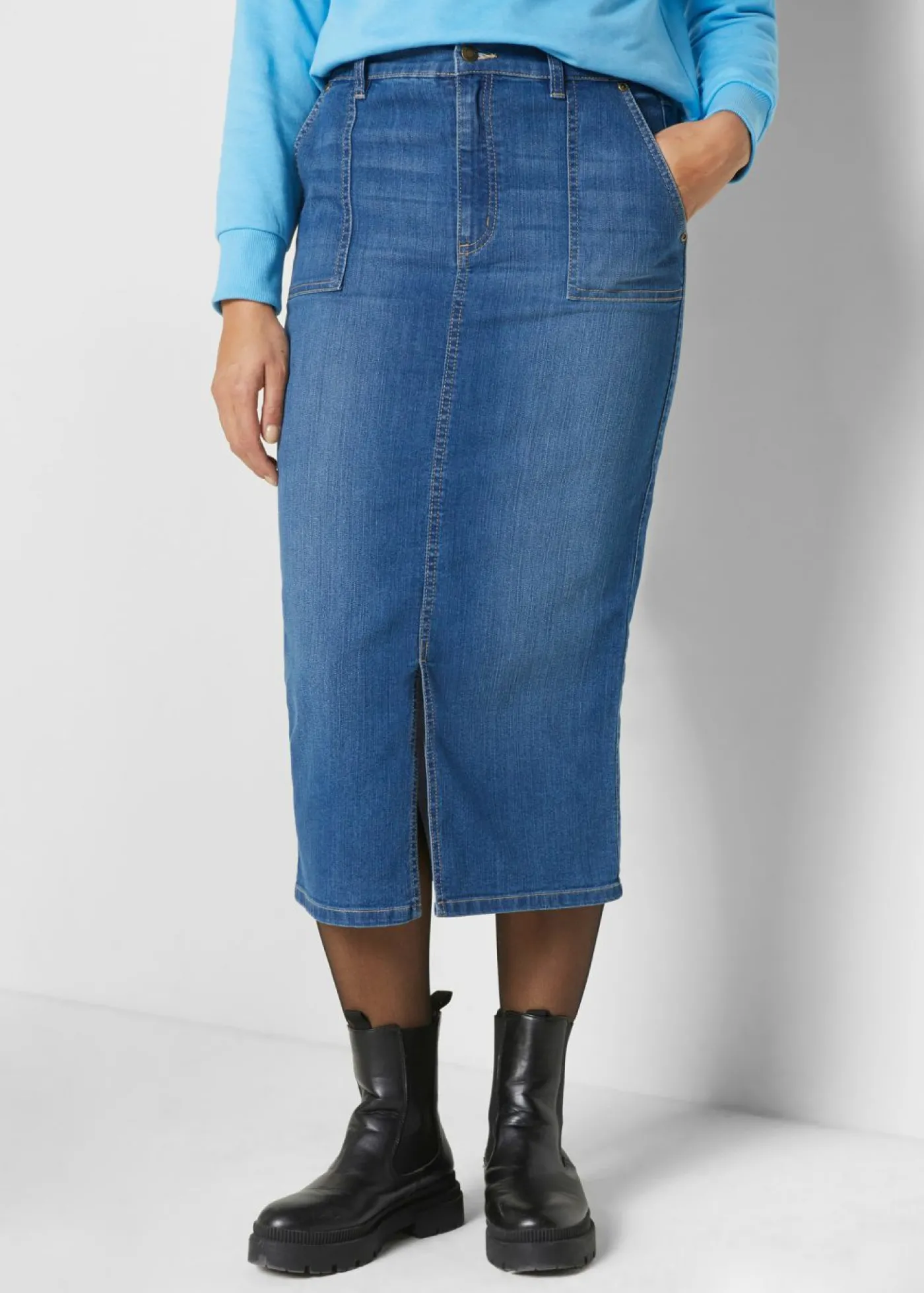 bonprix bonprix Falda vaquera elástica Azul piedra usado Hot