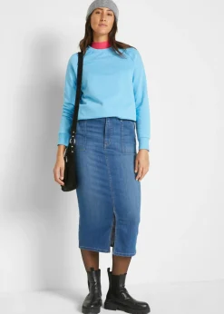 bonprix bonprix Falda vaquera elástica Azul piedra usado Hot