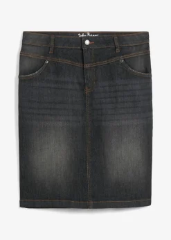 bonprix bonprix Falda vaquera elástica negro denim usado New