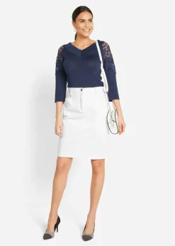 bonprix bonprix Falda vaquera elástica Blanco Clearance