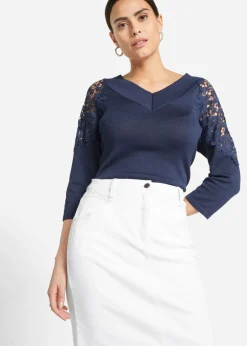 bonprix bonprix Falda vaquera elástica Blanco Clearance