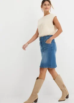 bonprix bonprix Falda vaquera elástica Azul piedra usado