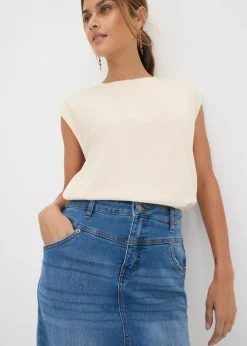 bonprix bonprix Falda vaquera elástica Azul piedra usado