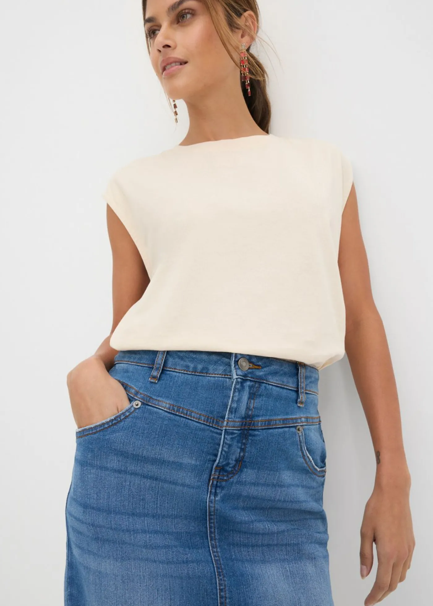 bonprix bonprix Falda vaquera elástica Azul piedra usado
