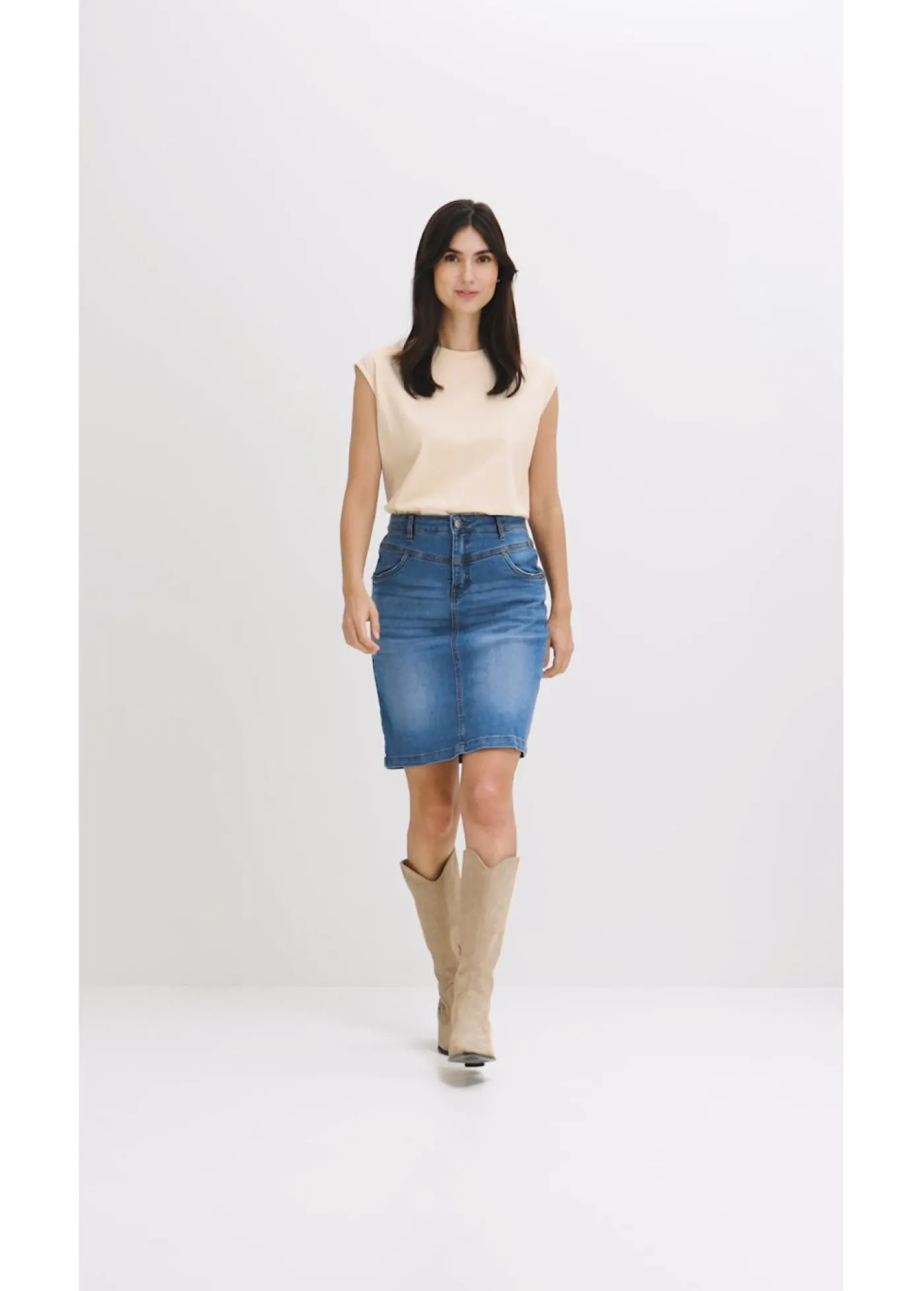 bonprix bonprix Falda vaquera elástica Azul piedra usado