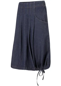 bonprix bonprix Falda vaquera elástica con banda para anudar y cintura cómoda Vaquero oscuro Clearance