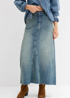 bonprix bonprix Falda vaquera larga de talle medio azul claro denim Best