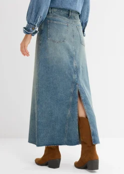 bonprix bonprix Falda vaquera larga de talle medio azul claro denim Best