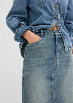 bonprix bonprix Falda vaquera larga de talle medio azul claro denim Best
