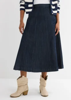 bonprix bonprix Falda vaquera midi Azul oscuro denim Discount