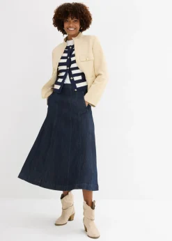 bonprix bonprix Falda vaquera midi Azul oscuro denim Discount