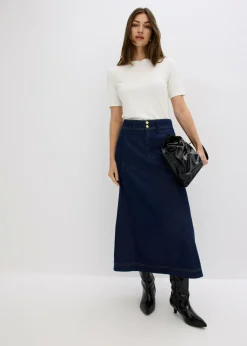bonprix bonprix Falda vaquera midi Azul oscuro denim Best