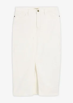 bonprix bonprix Falda vaquera midi Blanco lana Clearance