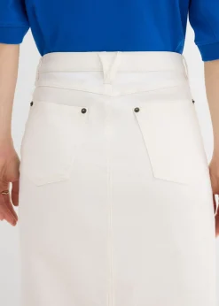 bonprix bonprix Falda vaquera midi Blanco lana Clearance