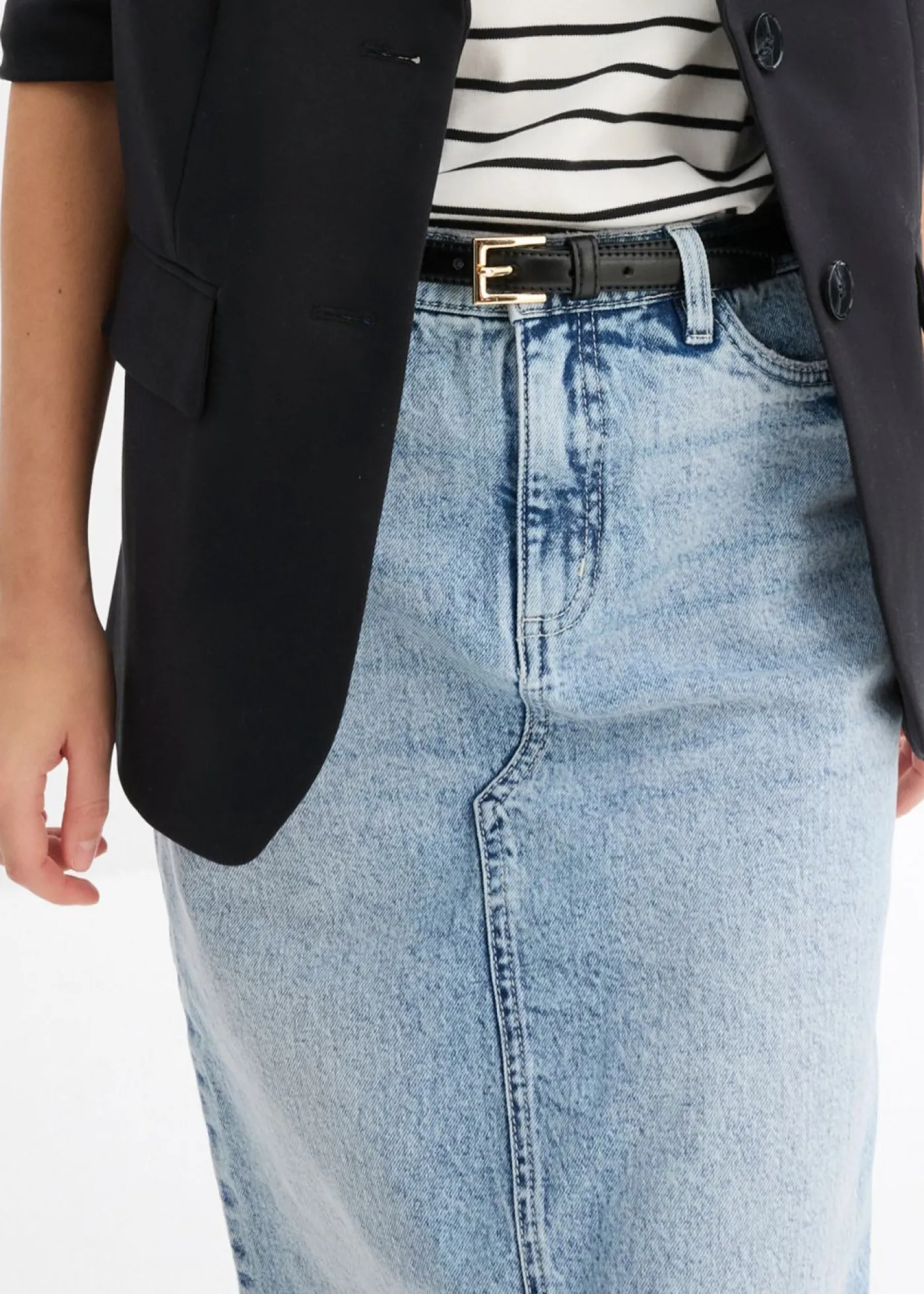bonprix bonprix Falda vaquera midi azul hielo denim usado Best