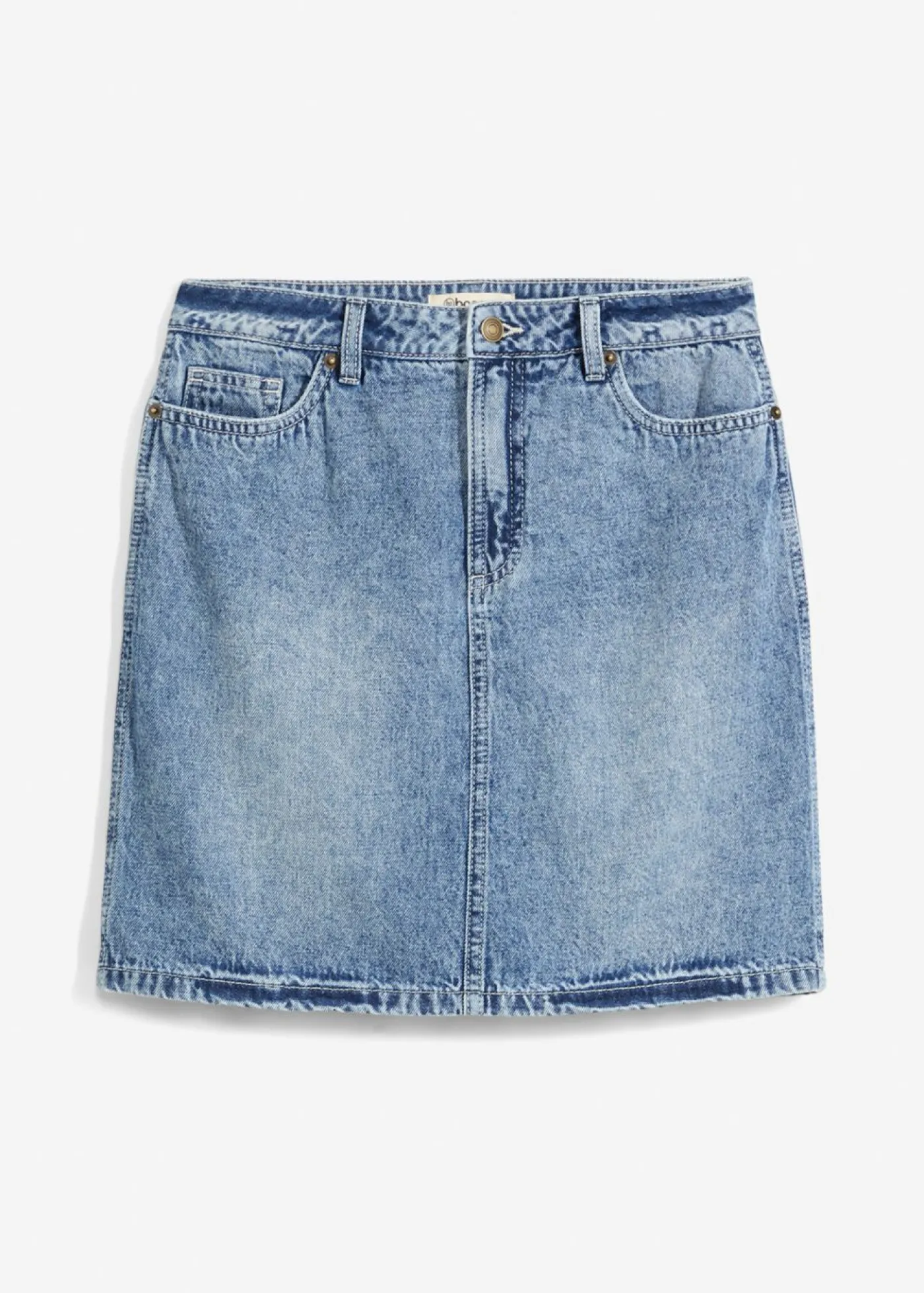 bonprix bonprix Falda vaquera poco elástica de talle medio azul medio denim usado Online