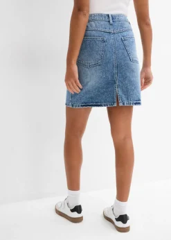 bonprix bonprix Falda vaquera poco elástica de talle medio azul medio denim usado Online