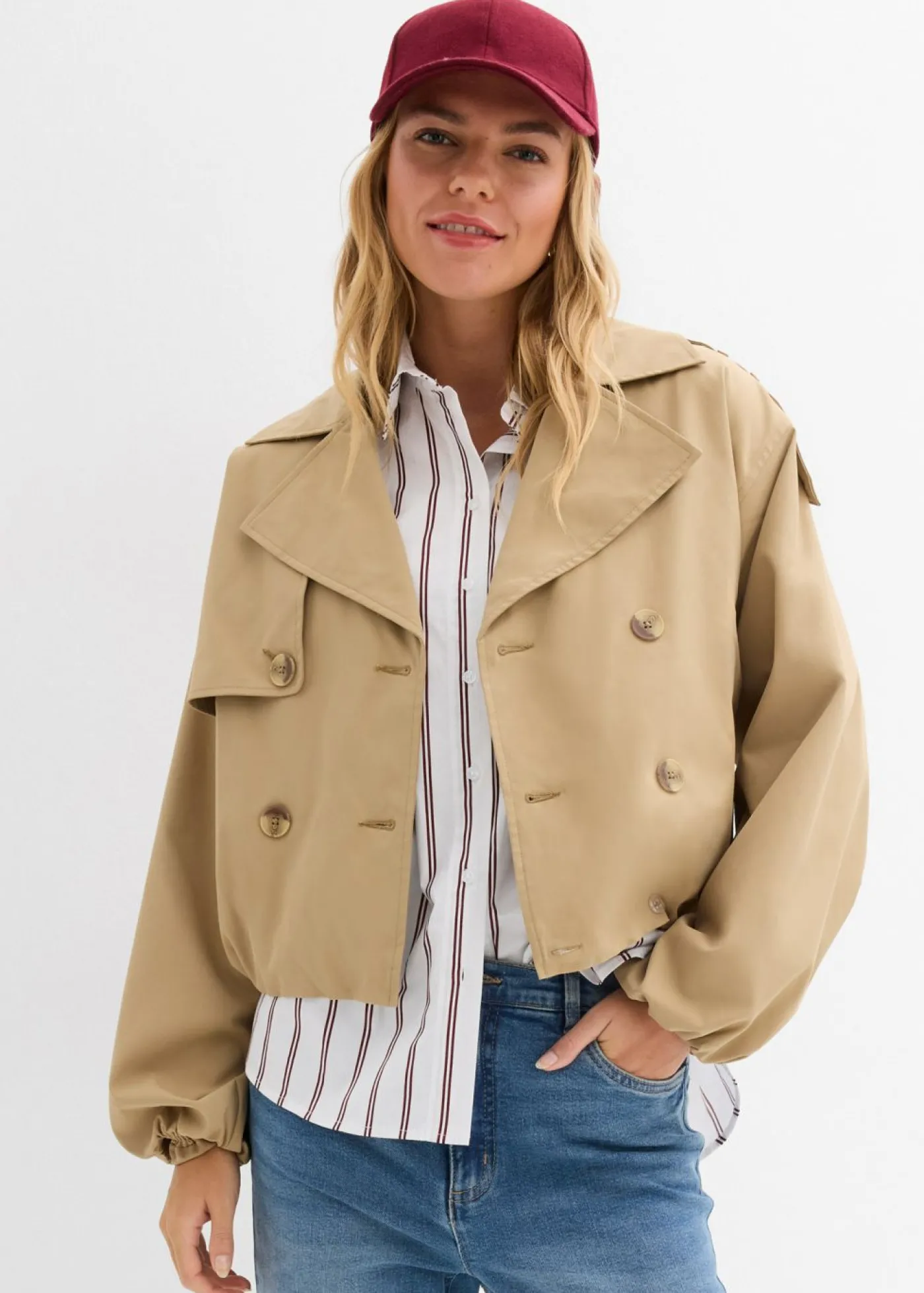 bonprix bonprix Gabardina corta oliva pálido Outlet
