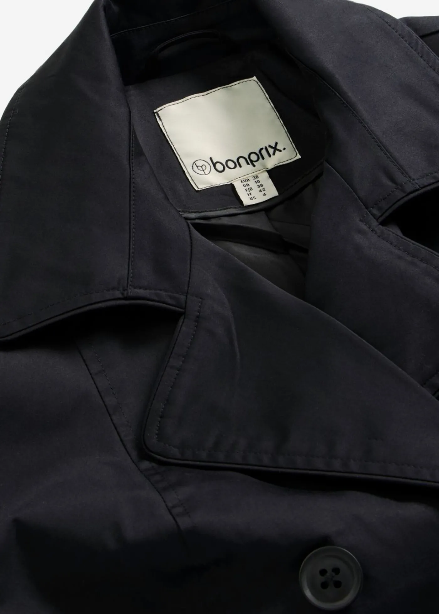 bonprix bonprix Gabardina de algodón Negro Discount