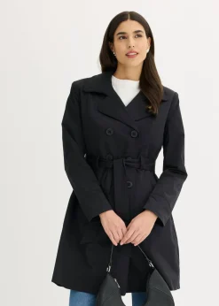 bonprix bonprix Gabardina de algodón Negro Discount