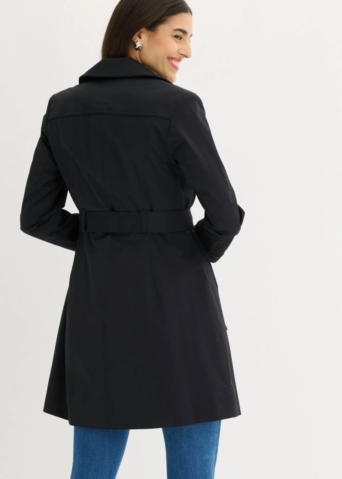 bonprix bonprix Gabardina de algodón Negro Discount