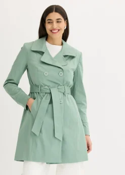 bonprix bonprix Gabardina de algodón verde ahumado New